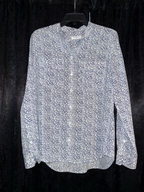 Equipment Blue and White Floral Button-Up Blouse
